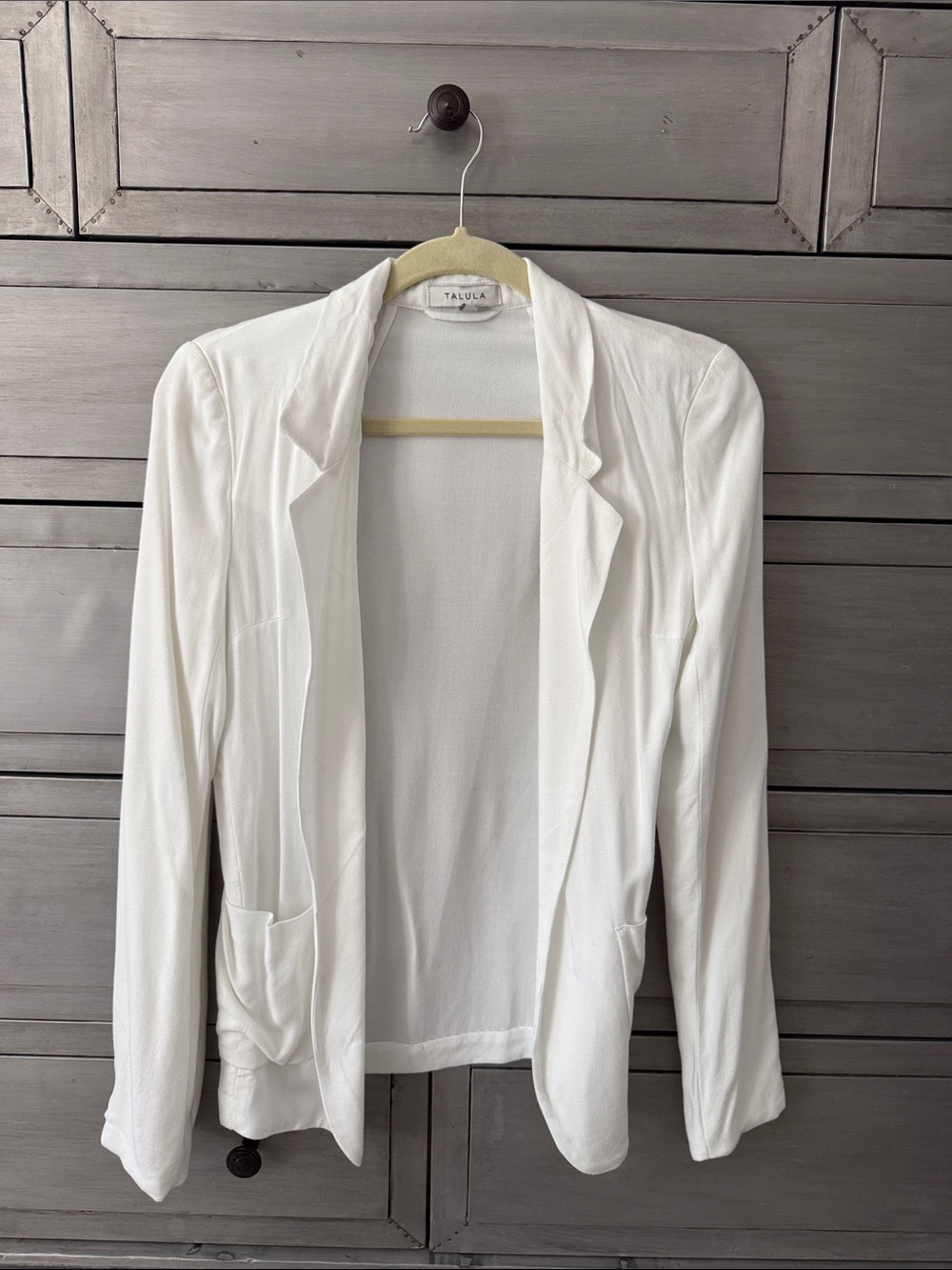 Talula White Open-Front Draped Blazer
